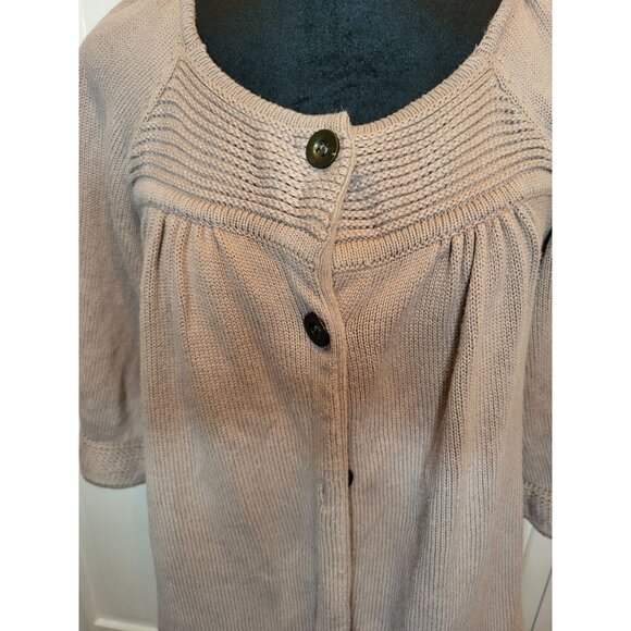 Nine West Light Brown Babydoll A-Line Sweater L Twee Neutral Retro Church Work - Picture 1 of 8